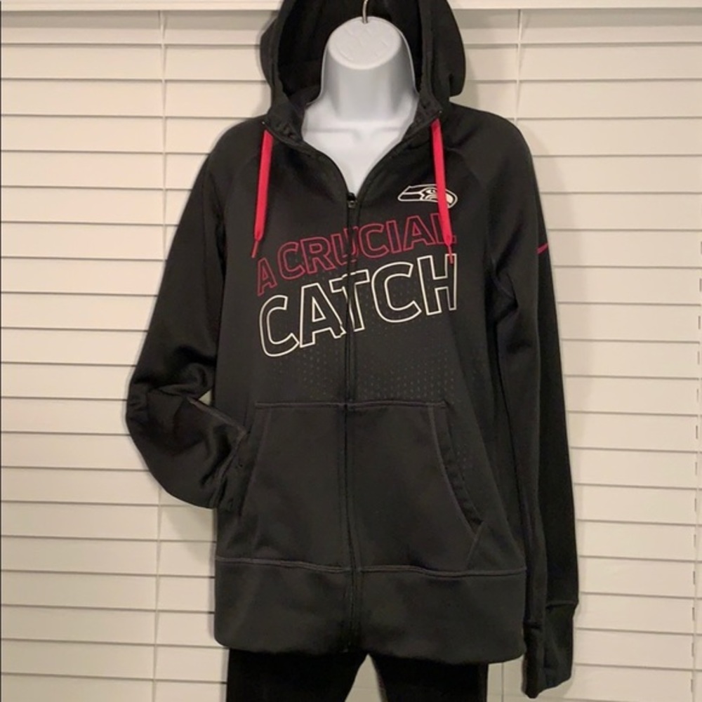 Nike Seahawks NFL charcoal knit zip hoodie…